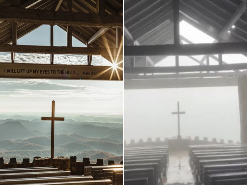 Cruz permanece intacta aps igreja ser atingida pelo furaco Helene